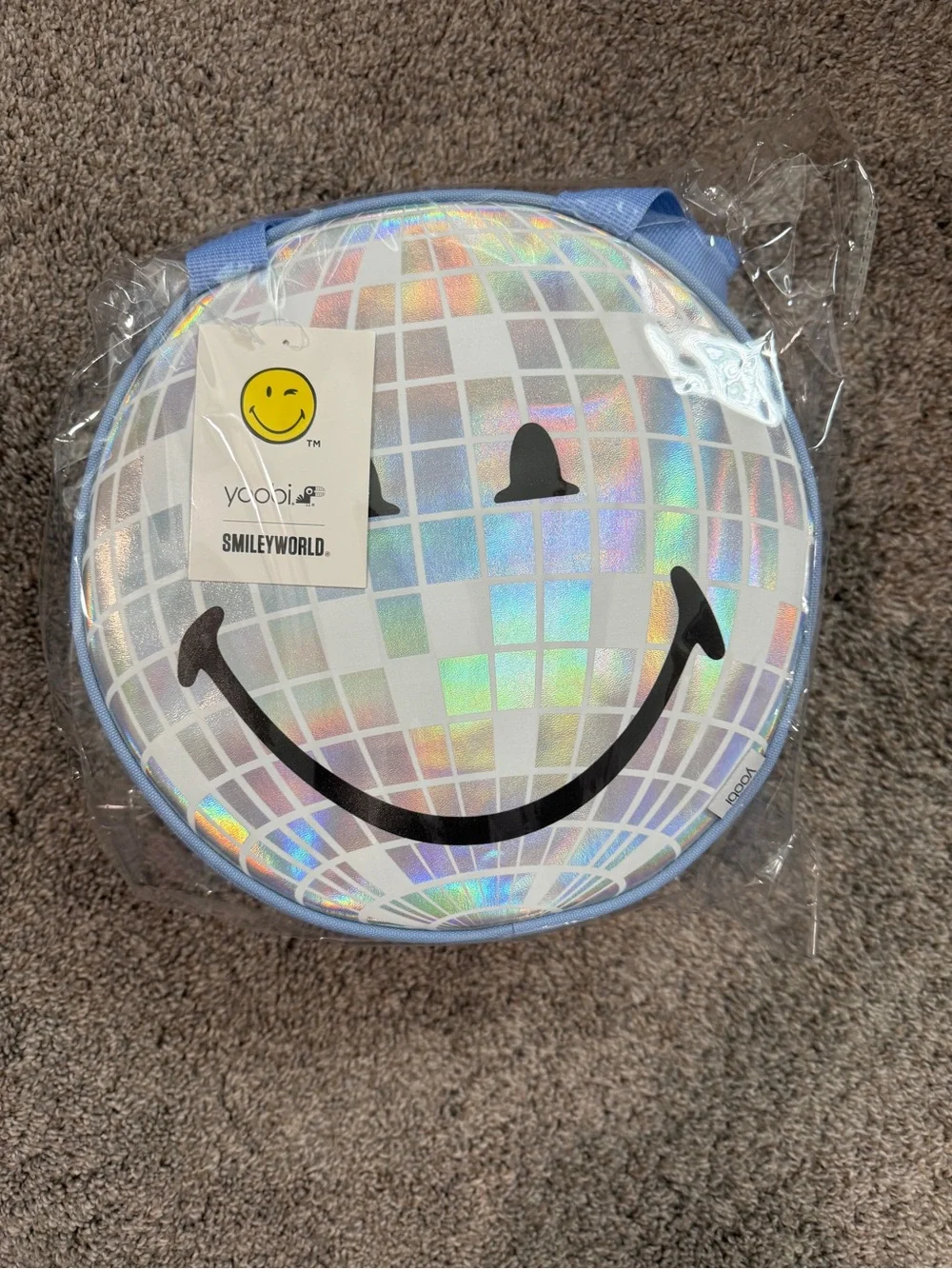 ✨ Brand New with Tags (NWT) Yoobi x SmileyWorld Disco Ball Round Lunch Bag ✨🪩